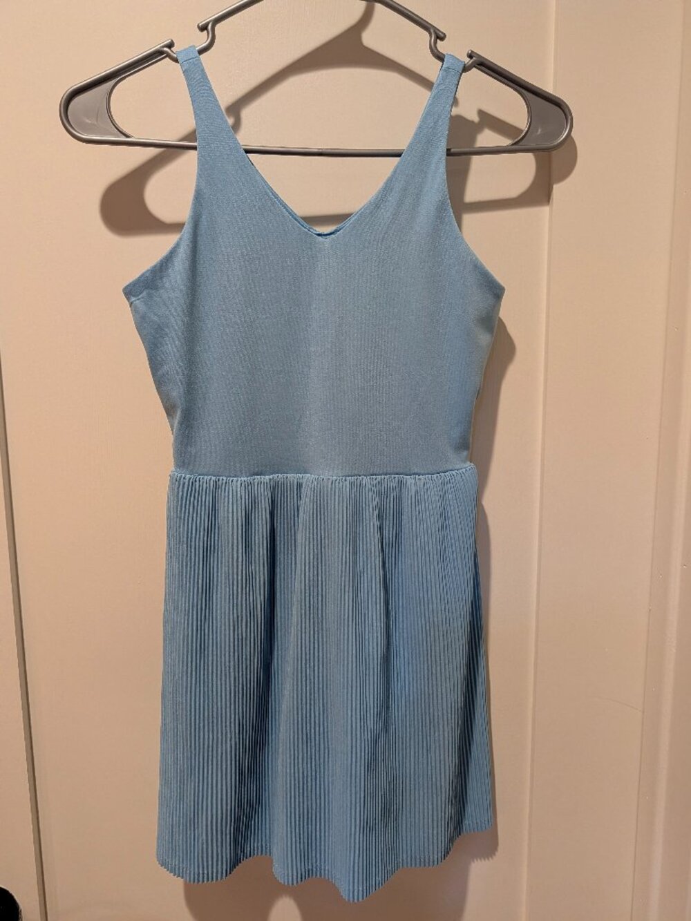 All in Motion Girls Size L (10/12) Light Blue Ribbed Keyhole Athletic Dress EUC